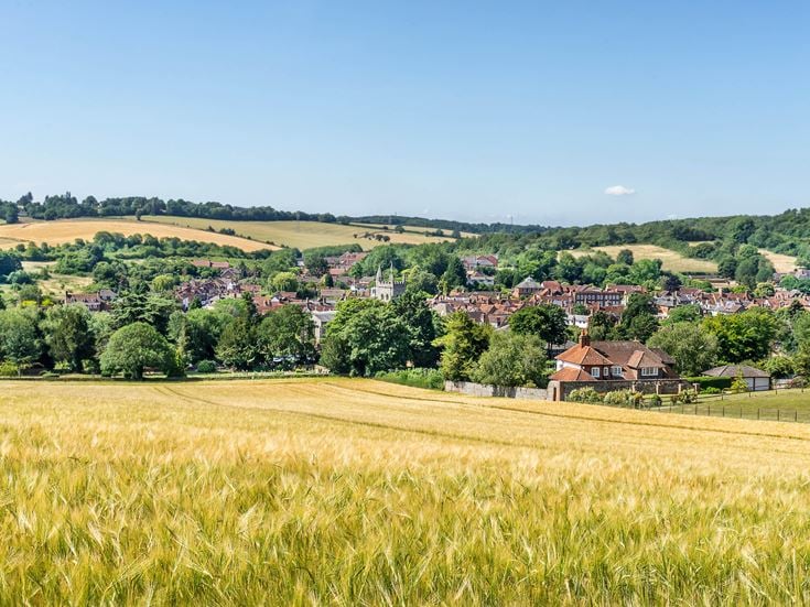 A vast countryside landscape overlooking the town of Amersham.