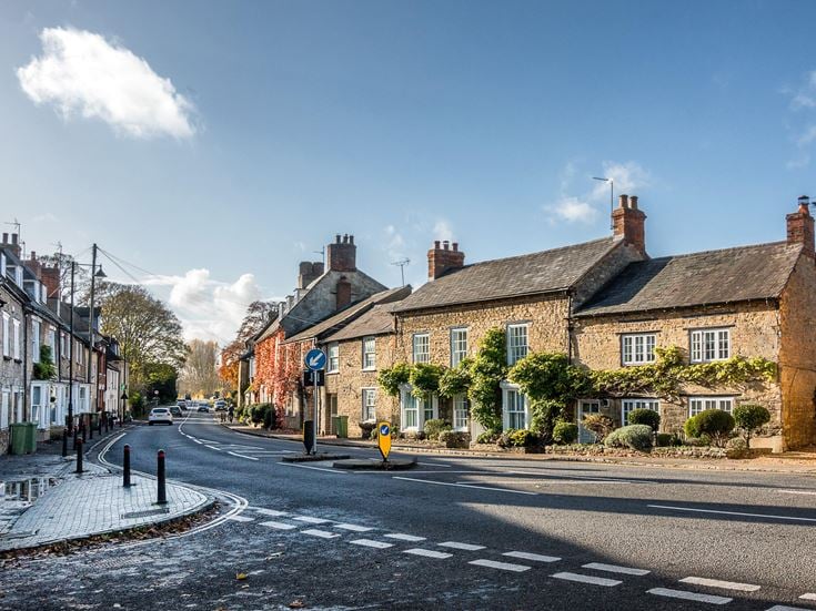 A street scene in the town of Olney in Buckinghamshire