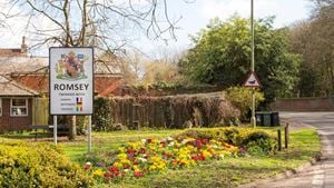 Romsey roadside welcome sign
