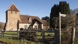 Churchyard and footpath in Tadley, Hampshire.