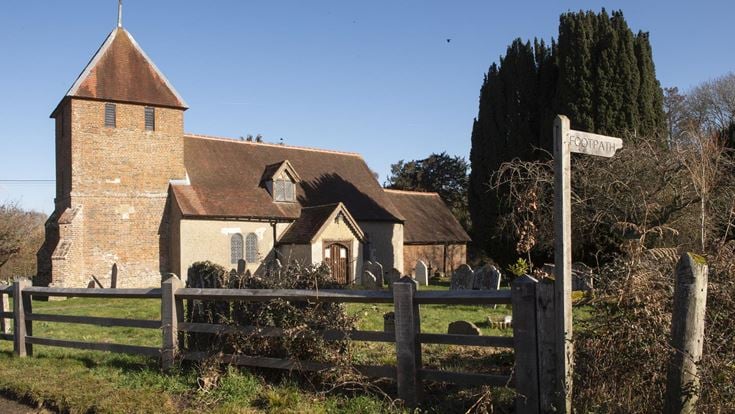 Churchyard and footpath in Tadley, Hampshire.