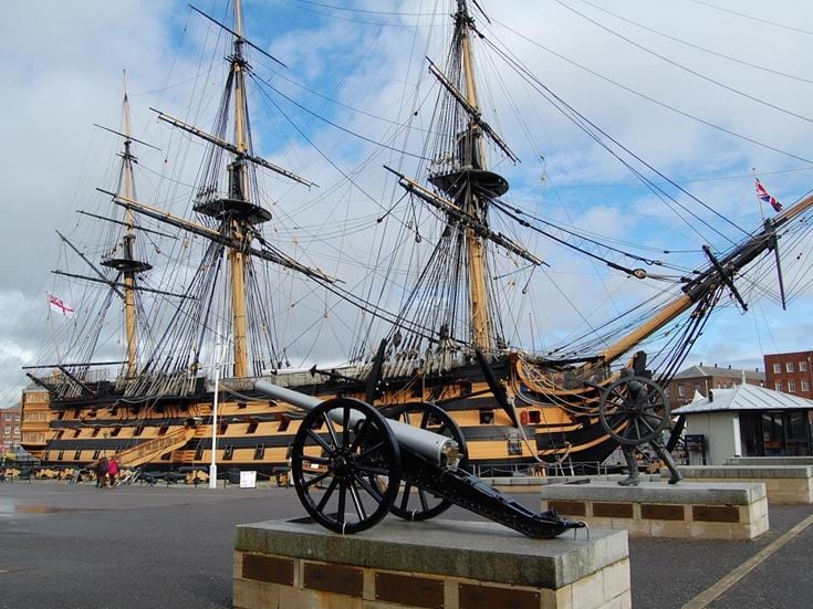 The HMS Victory at Portsmouth Historic Dockyard in Hampshire