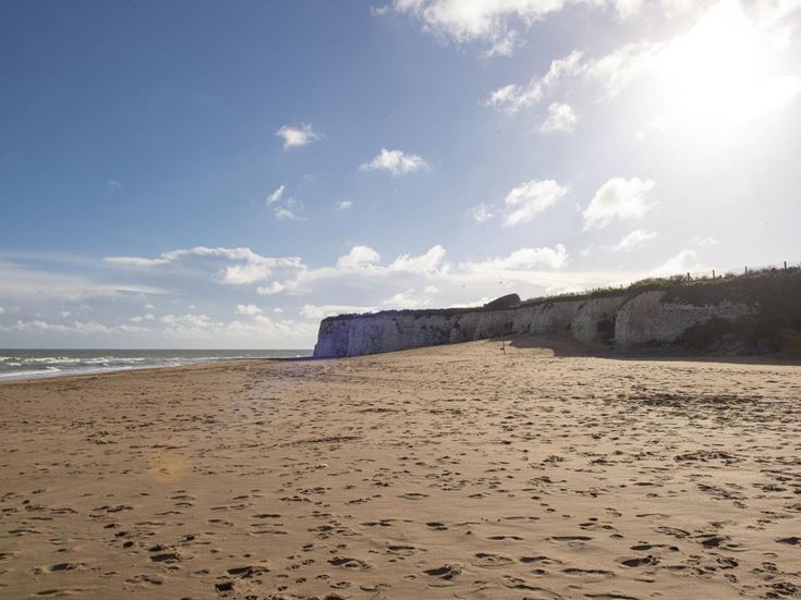The beach and cliffs in Broadstairs, Kent.