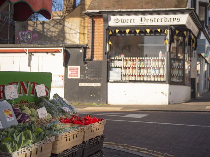 Local greengrocers and shops in Broadstairs, Kent.