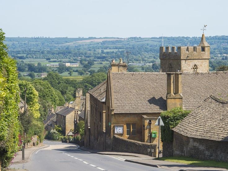 A street scene with a beautiful view in Chipping Norton, Oxfordshire.