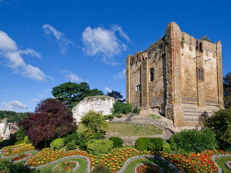 Historic Guildford Castle and gardens, one of Guildford's most popular landmarks in Surrey.