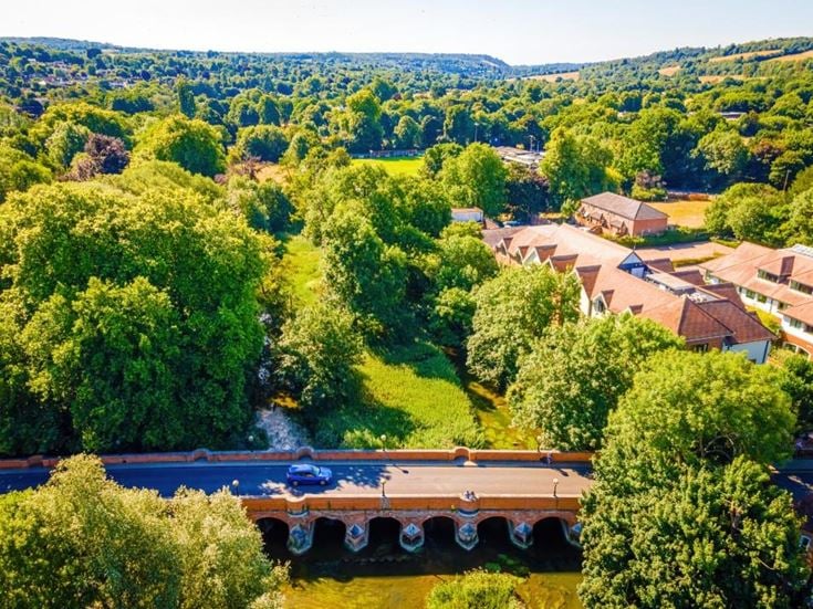 Aerial view of Leatherhead a town in the Mole Valley District of Surrey