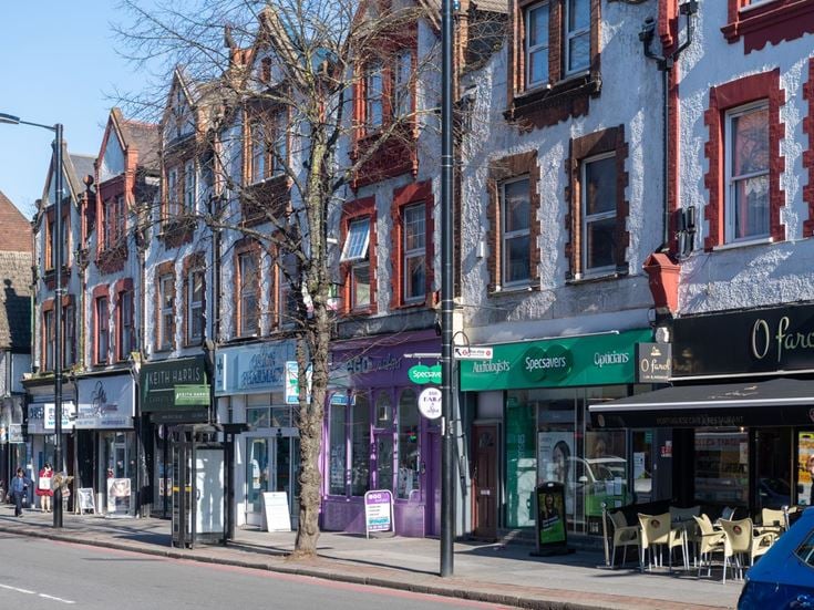 A street in Purley town centre with shops and amenities close by.