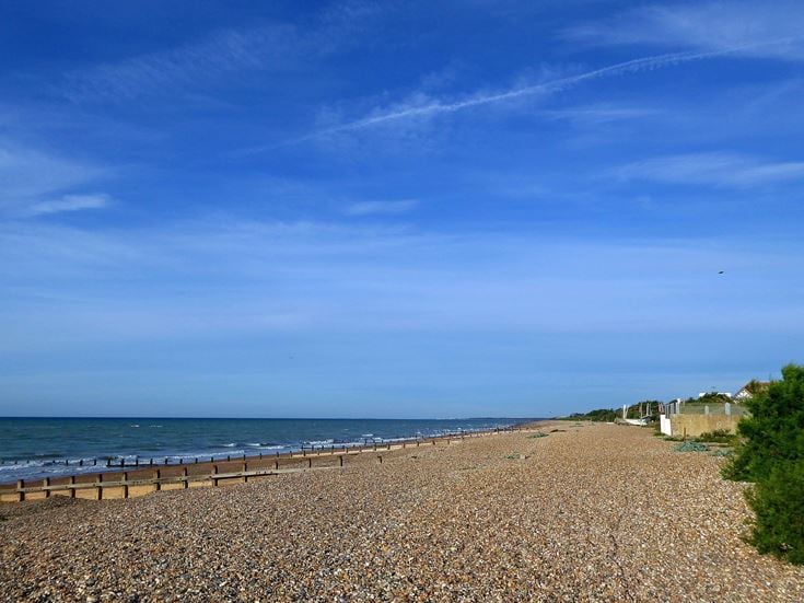 East Preston beach on a sunny day, near Angmering.
