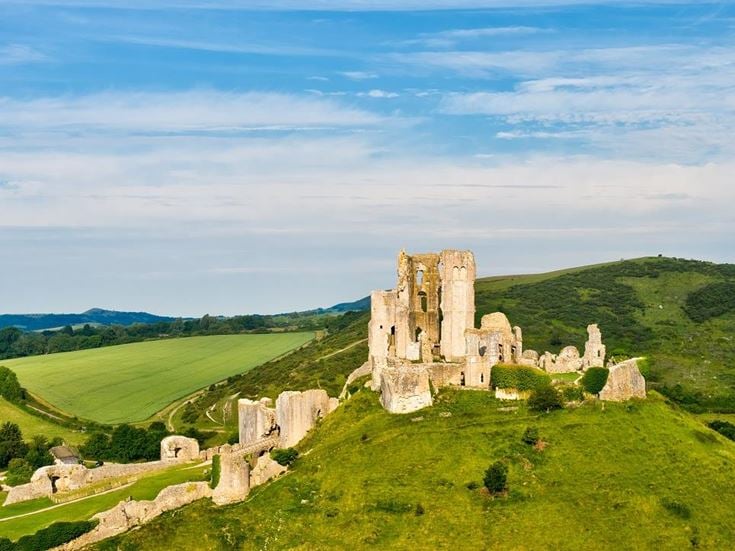 Corfe Castle ruins in Dorset