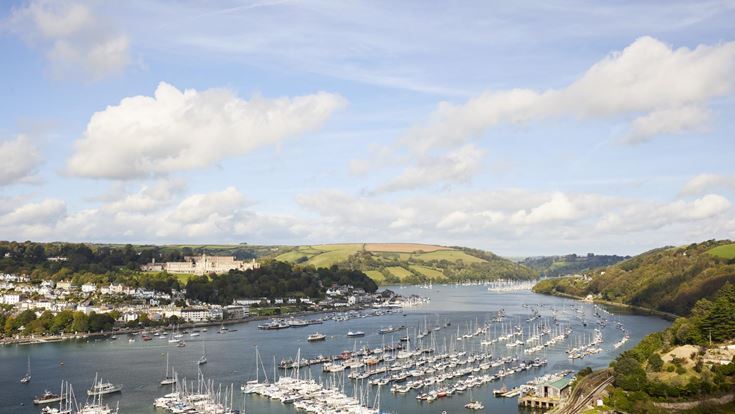 The view from Kingswear showing a variety of boats in the water