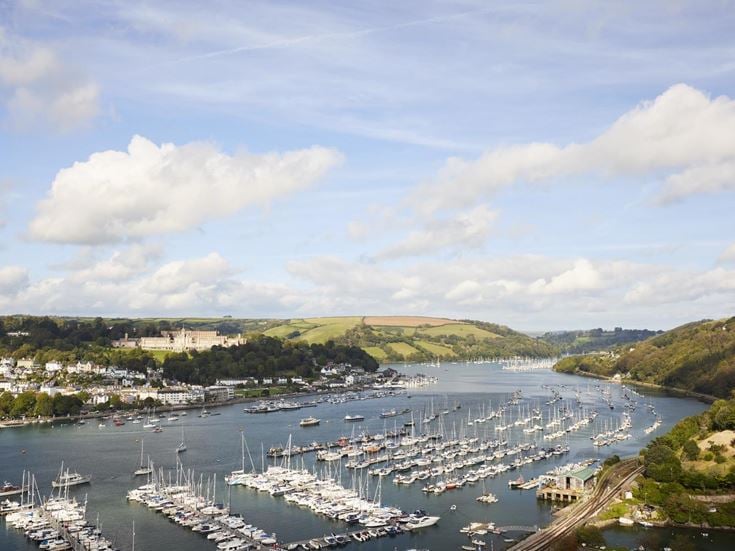 The view from Kingswear showing a variety of boats in the water