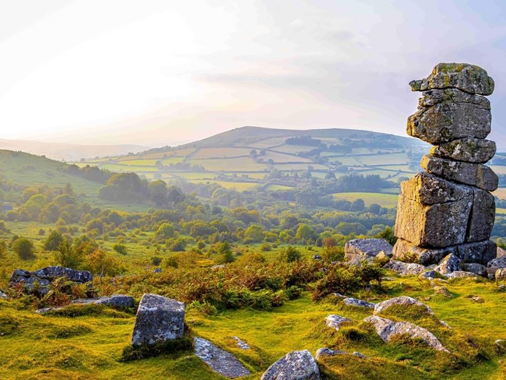 A view of Bowerman's nose in Dartmoor National Park, a vast moorland in the county of Devon, in southwest England.