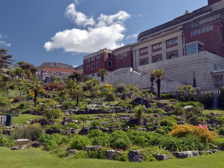 Gardens in front of the Pavilion Theatre in Bournemouth, Dorset.