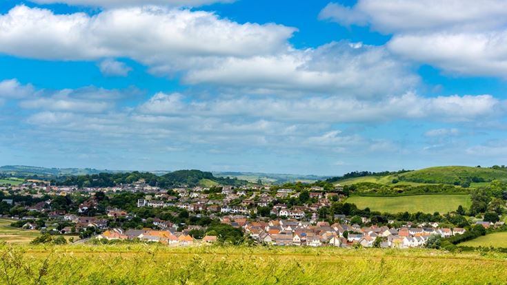 A view of Bridport from hills to the south of the Dorset town.