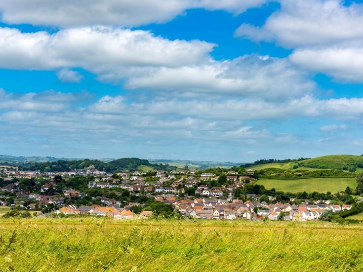 A view of Bridport from hills to the south of the Dorset town.