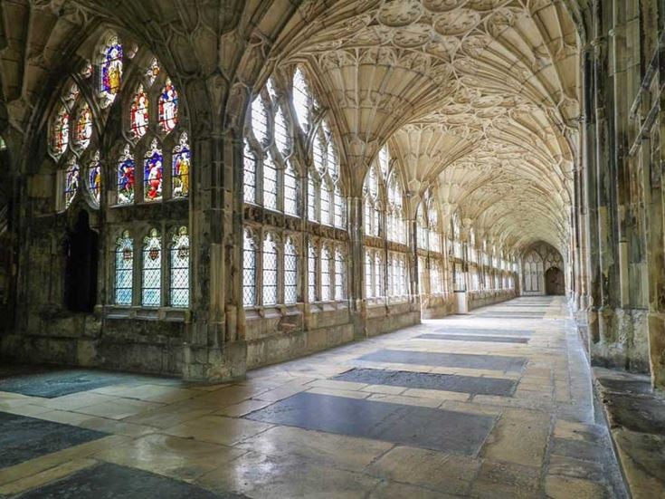 A passageway inside Gloucester Cathedral.