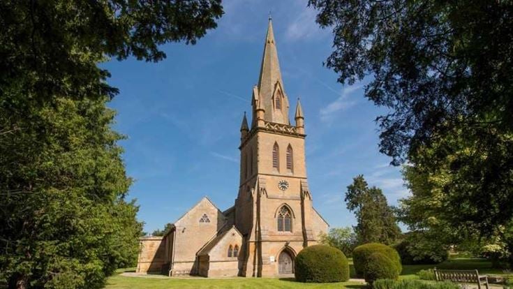 a church with a tower