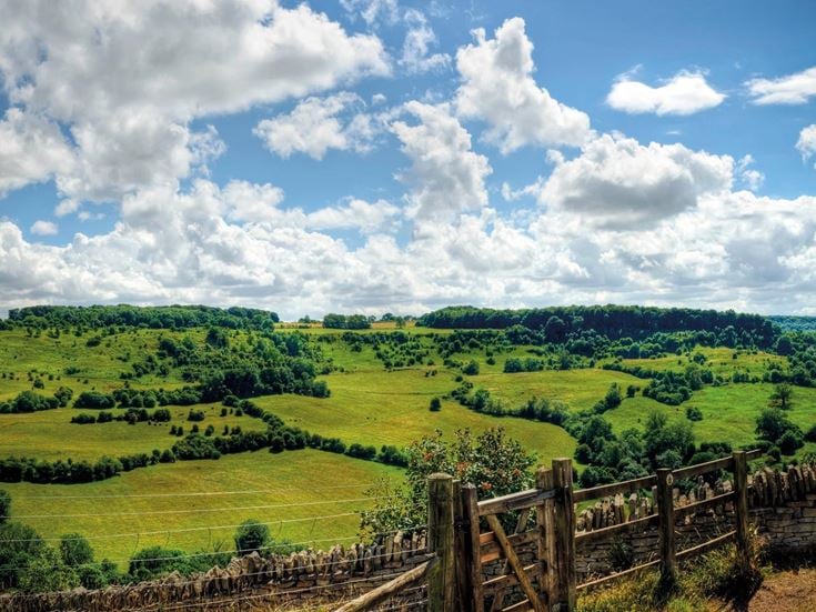 The rolling hills in the countryside around Stow-on-the-Wold.