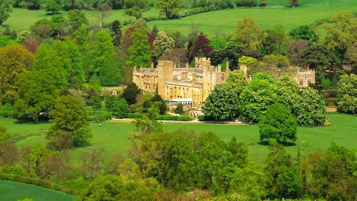 Aerial view of Sudeley Castle in Gloucestershire.