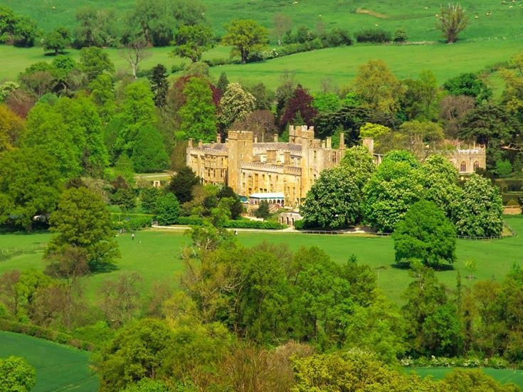 Aerial view of Sudeley Castle in Gloucestershire.