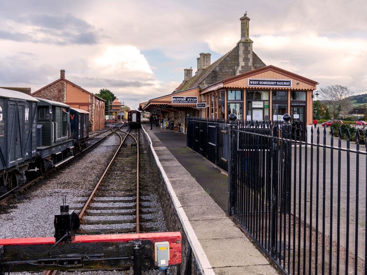 train carriages on track at Minehead station