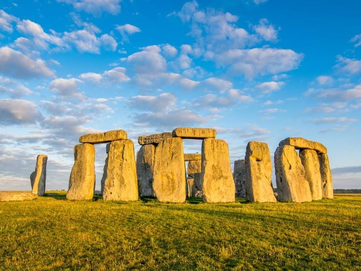 The world famous Stone Circle at Stonehenge on a sunny day.