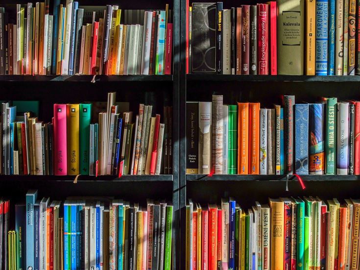 a shelf with books on it
