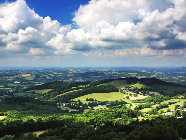 a landscape with trees and clouds