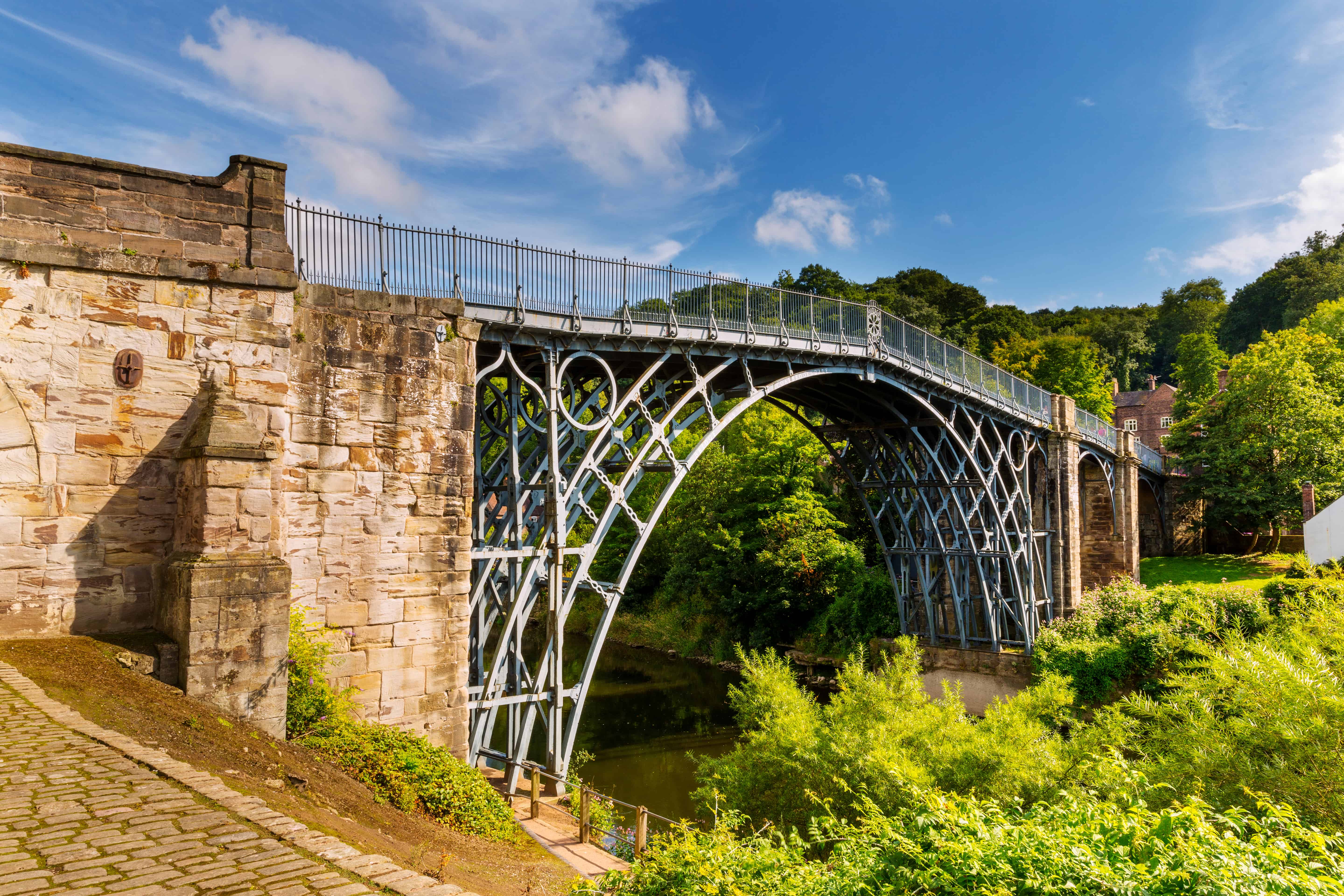 The Iron Bridge over the River Severn at Ironbridge Gorge.