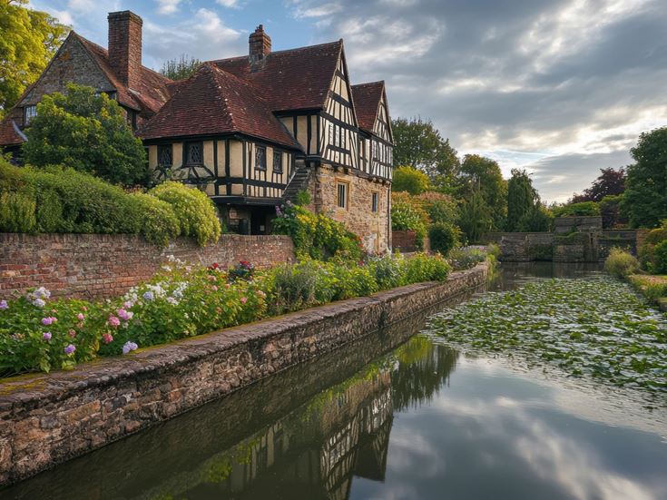 Stratford Upon Avon. Hall's Croft Garden Views in the Historically Rich Town of Shakespeare