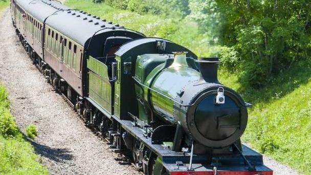 A steam railway train in Warwickshire.