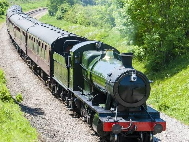 A steam railway train in Warwickshire.