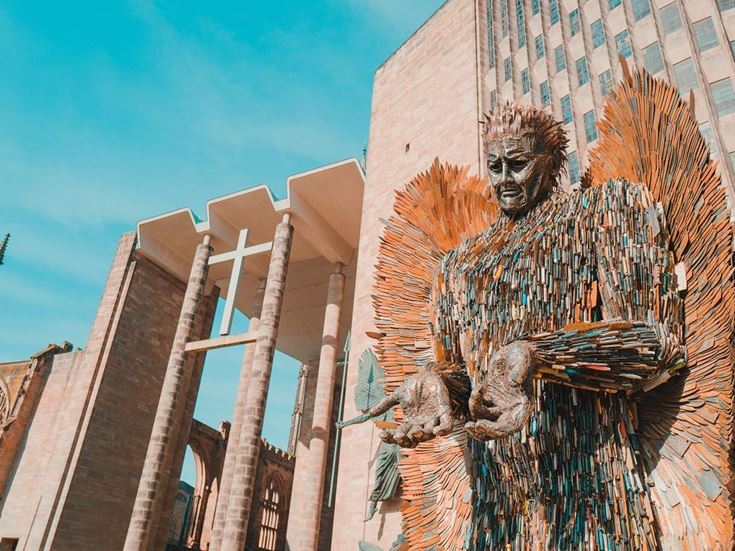 Knife amnesty statue outside Coventry Cathedral