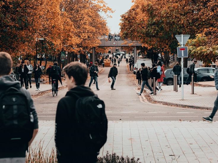 A busy street full of pedestrians in Coventry