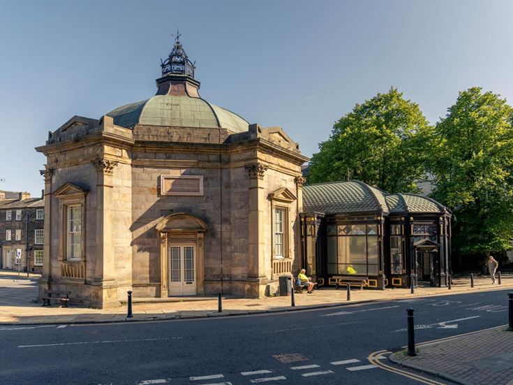 The stone, dome-roofed, Royal Pump Room Museum building.