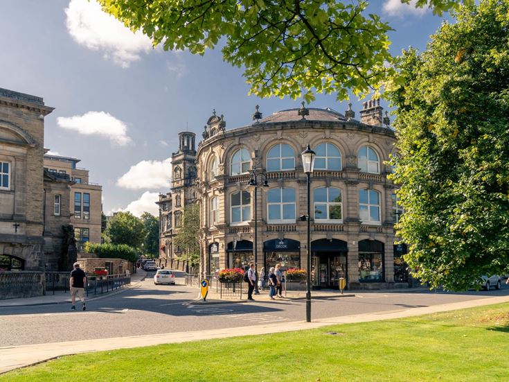 A large shop on a main road in Harrogate.