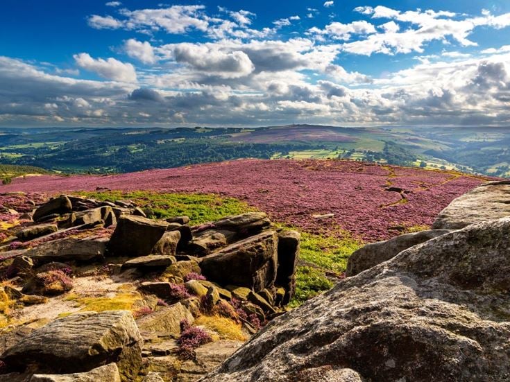 View from Hathersage Moor in the Peak District near Sheffield.