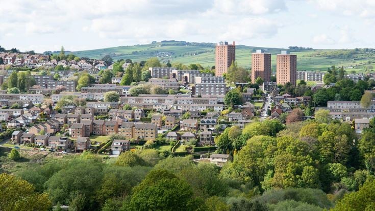 a view of Stannington buildings and countryside