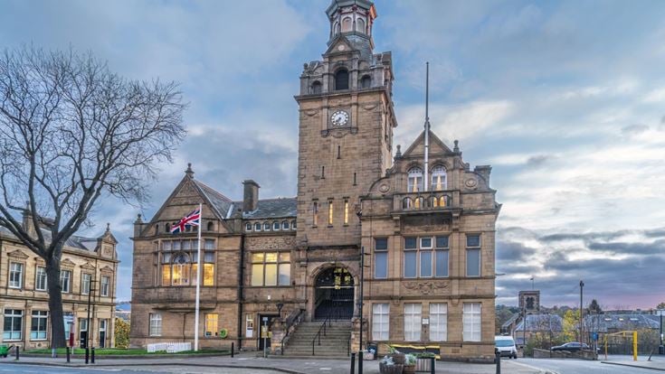 Cleckheaton Town Hall featuring a clock tower.