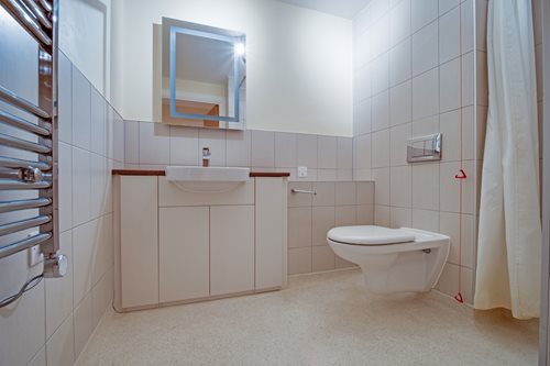 a bathroom with a toilet and sink