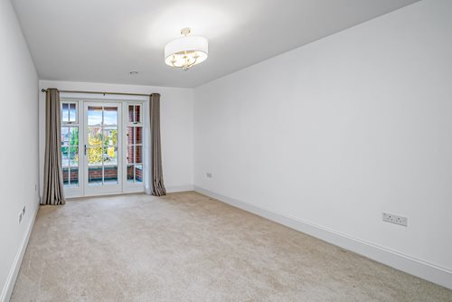 a room with a door and a window