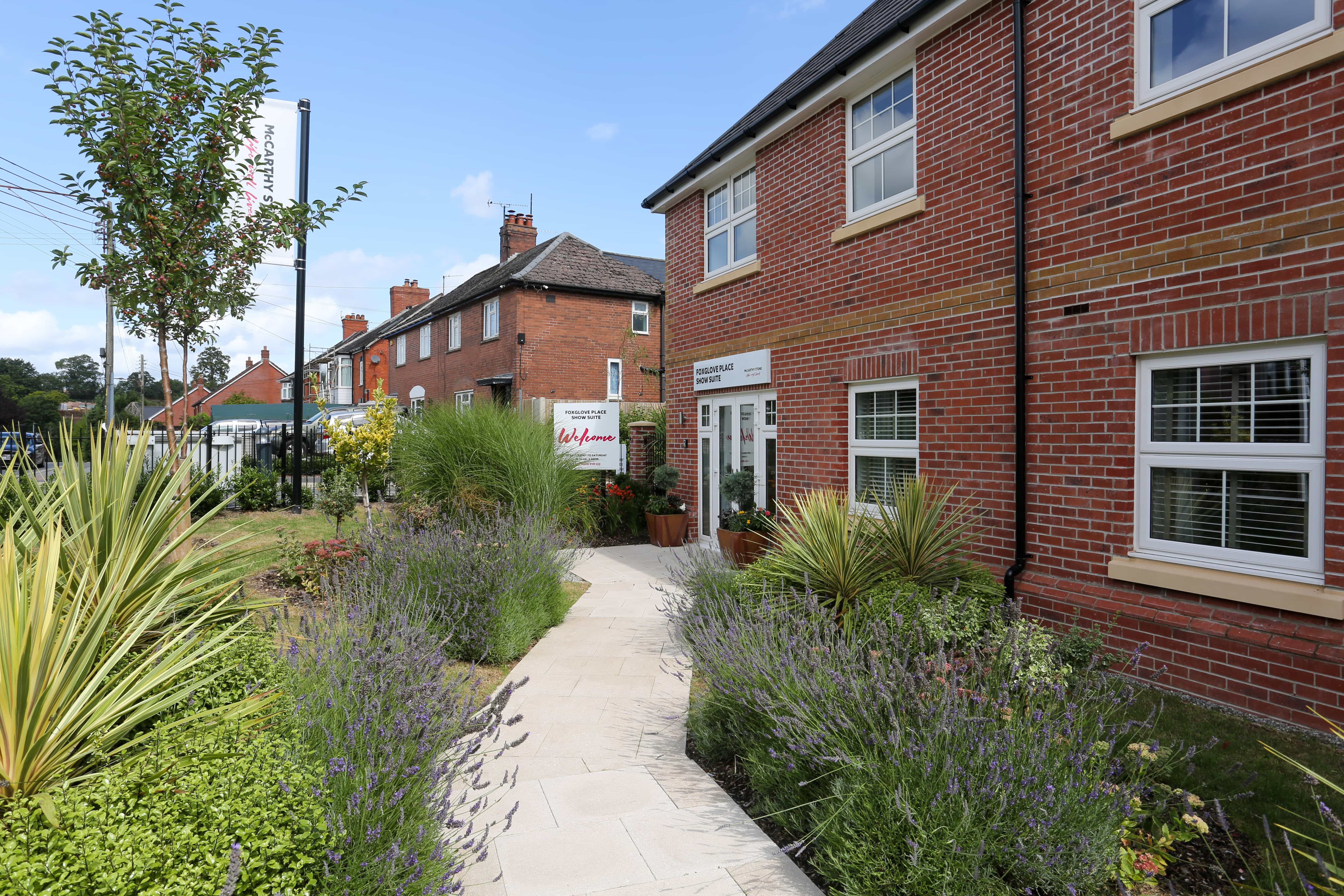 Beautiful front garden at Foxglove Place