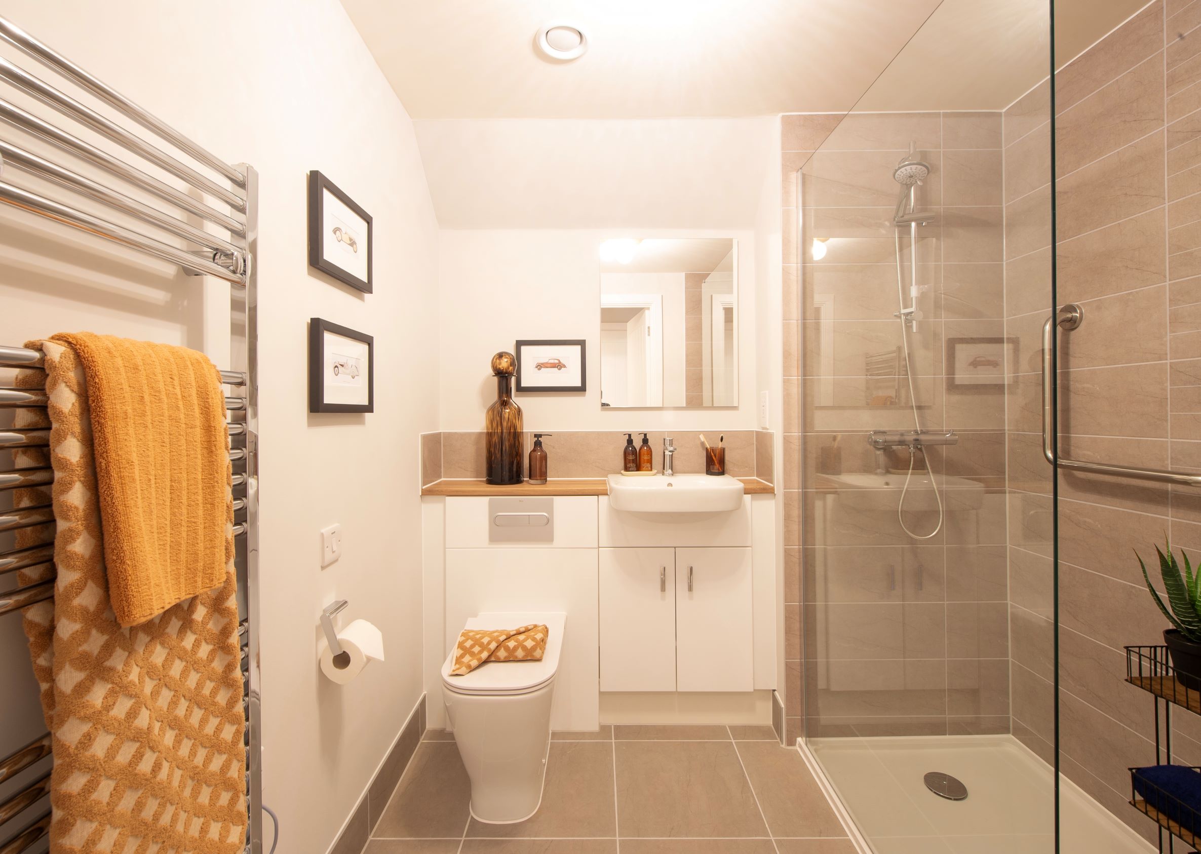 a bathroom with a glass shower
