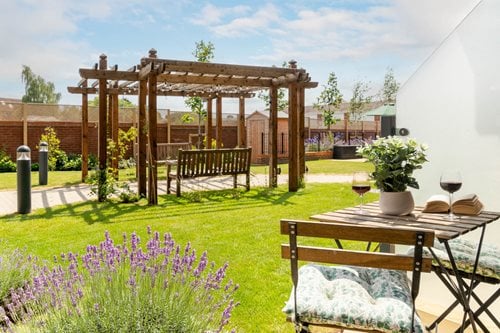 a table and chairs outside