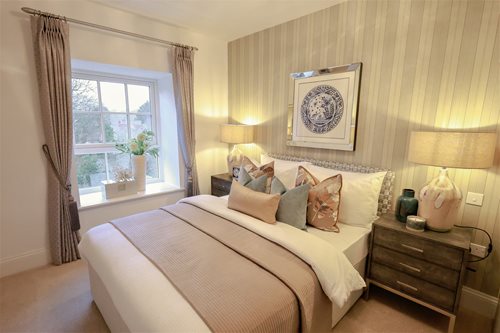 a bedroom with lamps