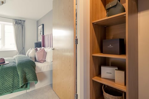 a bedroom with a bunk bed
