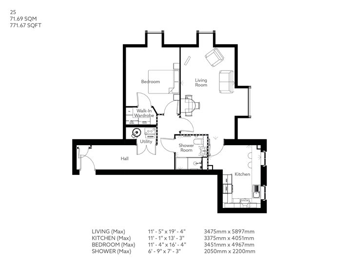 1 Bed Retirement apartment Knutsford Property 25 Centennial Place