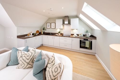 a living room with a white couch