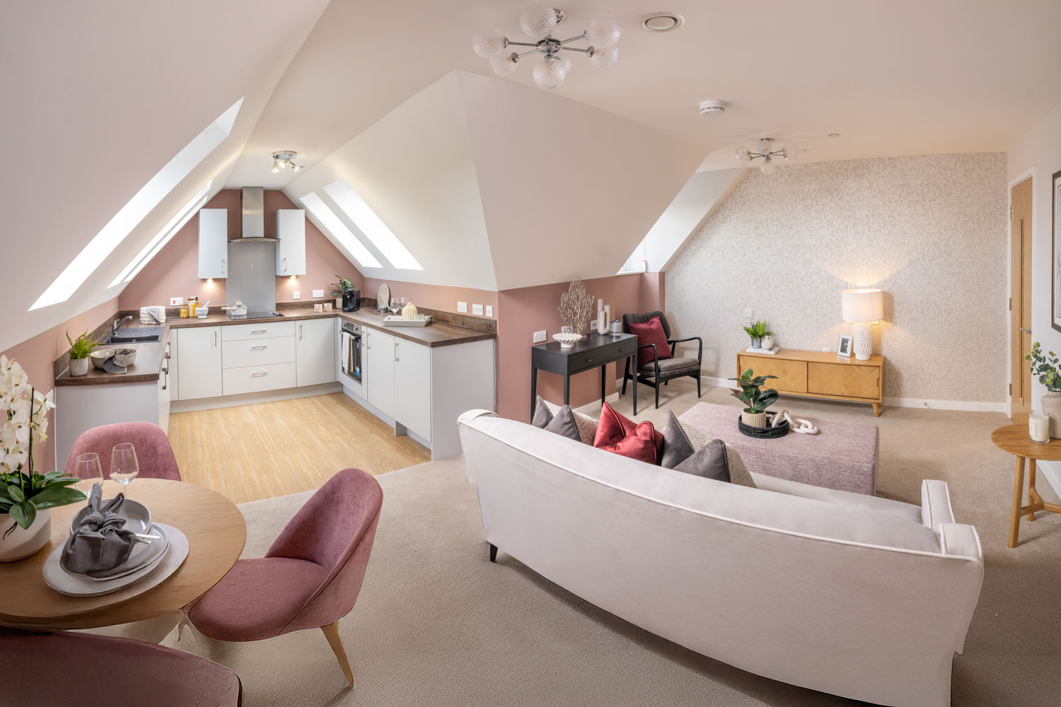 a living room with a couch and a table